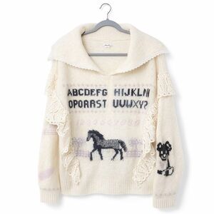 Urban Outfitters Kimchi Blue Paloma XL Lace Trim 1/4 Zip Sweater